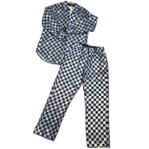 Shopakira Checker Denium Sequin Shirt Pant Set Sz Large